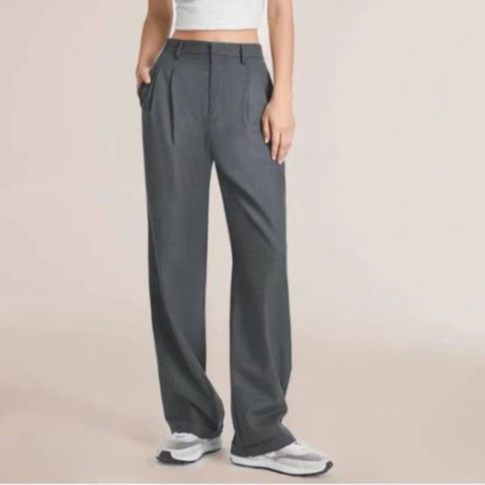 High Waist Tailored Wide Leg Pants - Grey